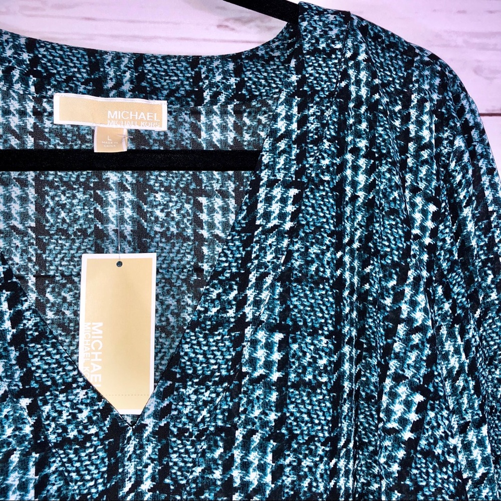 Michael Kors Tweed Haberdashery Georgette Bell Sleeve Top - Picture 4 of 6